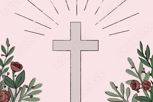 Easter Cross Religious Symbol Vector Illustration