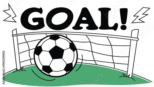 A soccer ball successfully passing through a goal net on a green field