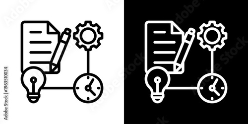 Planning Icon Set Vector Collection Isolated In Black And White