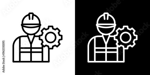 Contractor Icon Set Vector Collection Isolated In Black And White