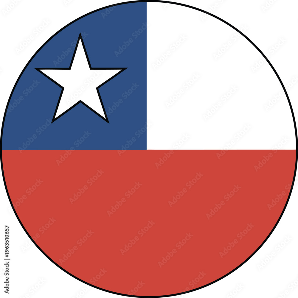 Obraz premium chile flag round circle icon flat vector design