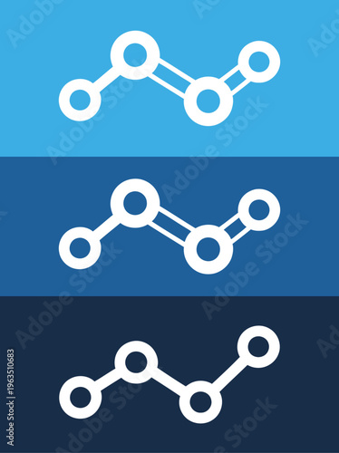 Molecular structure illustrations in blue hues
