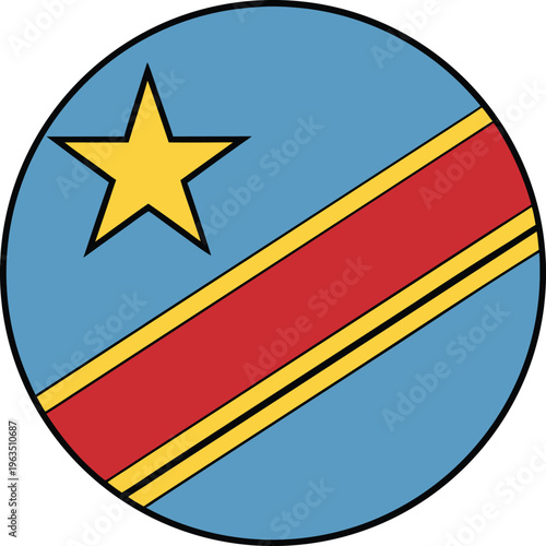 democratic republic of congo flag round circle icon