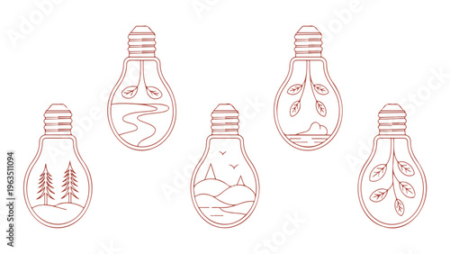 set of light bulbs vector illustration