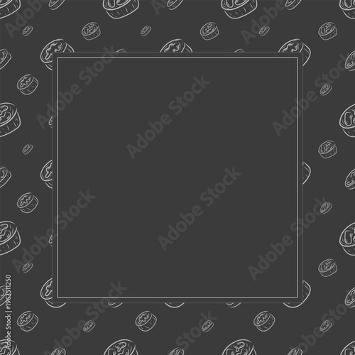 Hand drawn chili square frame, chili peppers doodles frame for food background