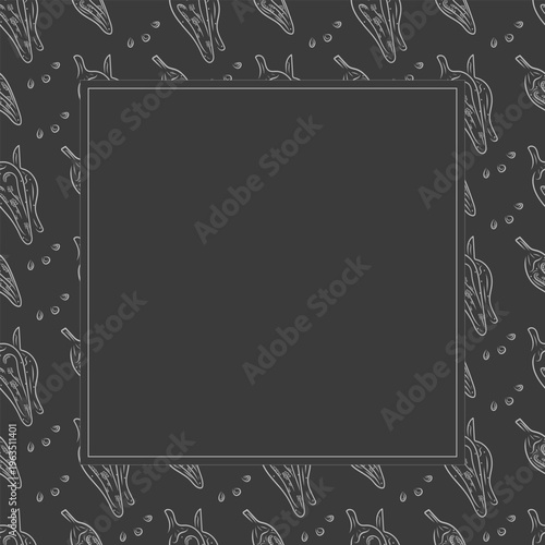 Hand drawn chili square frame, chili peppers doodles frame for food background