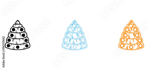 Colorful illustration of a beehive in black blue and orange