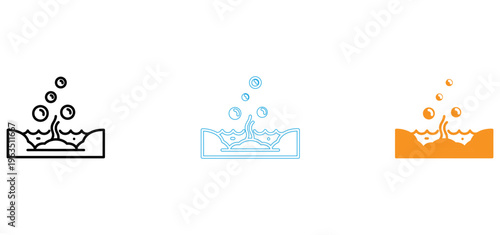 Boiling water icons in different colors