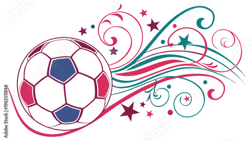 Colorful soccer ball with artistic swirls and patterns in vibrant colors