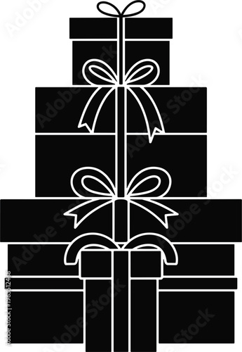 Gift boxes stack vector illustration, wrapped presents with ribbons festive holiday celebration icon design