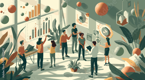 A stylized illustration of leaves in shades of green, brown, and yellow, evoking a sense of nature and serenity.