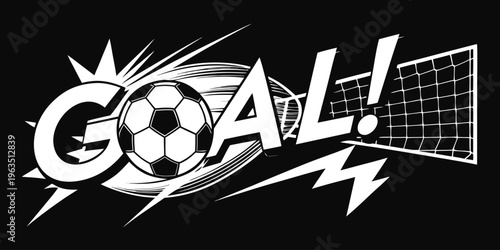 A dynamic celebration of scoring a goal in a soccer match with a stylized design.