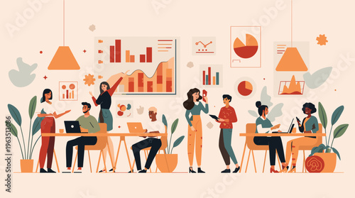 A simple, modern illustration of a potted plant on a shelf, conveying a sense of calmness and serenity, ideal for use in design projects or as a decor