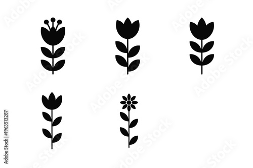 Minimalist Floral Silhouette Vector
