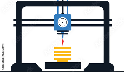 3D printer in action creating object.