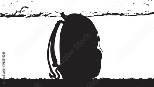 Hiking backpack silhouette illustration vector outdoors in nature landscape scenic scenery