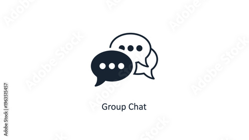 Group chat icon with two overlapping speech bubbles, representing online discussion, conversation, and social interaction
