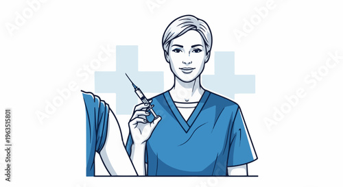 Healthcare professional administers injection, a symbol of medical care and inoculation