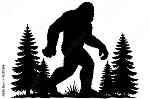 Mysterious creature lurking among the forest trees in silhouette.