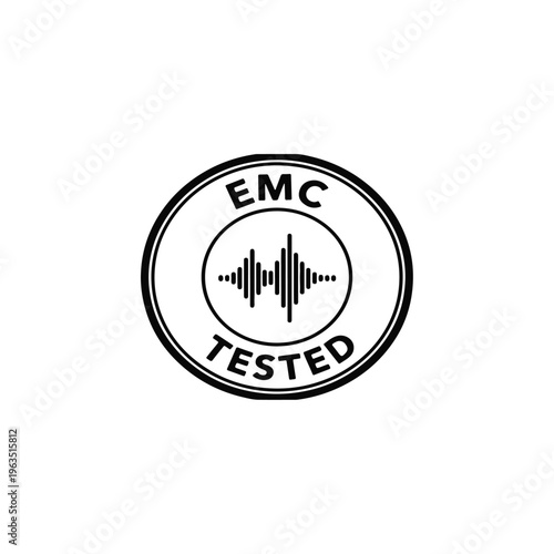 EMC Tested Electromagnetic Compatibility Certification Seal with Waveform Icon