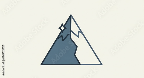 Stylized Mountain Peak with a Glimmering Star, Minimalist Design.