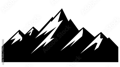 Majestic silhouette of rugged mountain peaks against a stark background