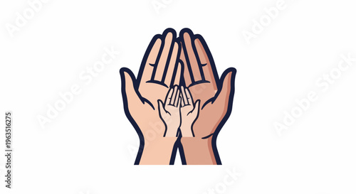 Generational care illustrated by hands, one holding another