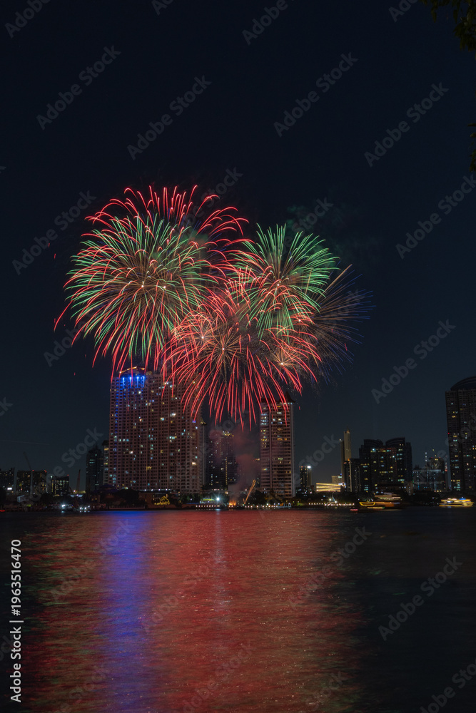 Fototapeta premium fireworks over the river