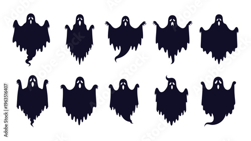 Collection of dark fantasy ghostly figures in various poses