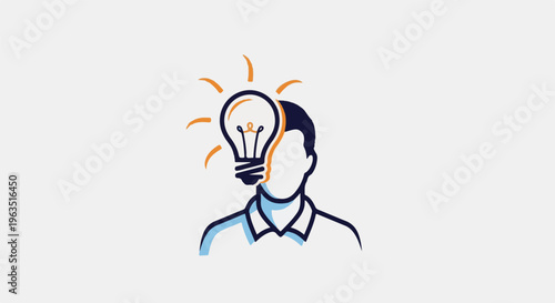 Illustration of a human head with a glowing lightbulb symbolizing an idea or inspiration
