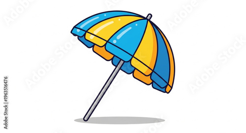 Vibrant Beach Umbrella with Alternating Blue and Yellow Panels.