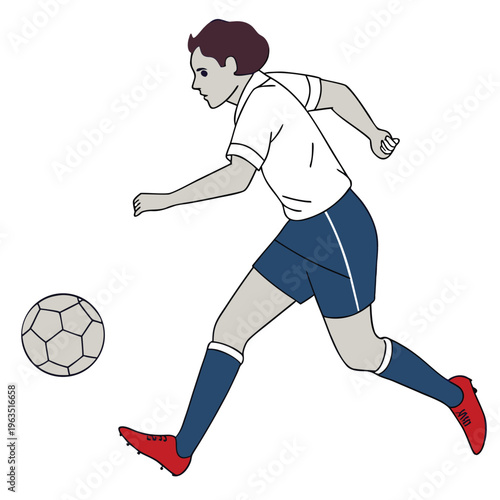 A soccer player skillfully controlling the ball during a game.