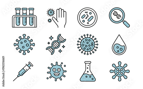 Medical science depicting viruses D N A research laboratory equipment and healthcare symbols
