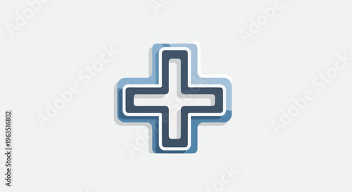 Geometric plus symbol with layered blue outlines on a white background