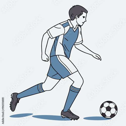 A soccer player skillfully controlling the ball during a match