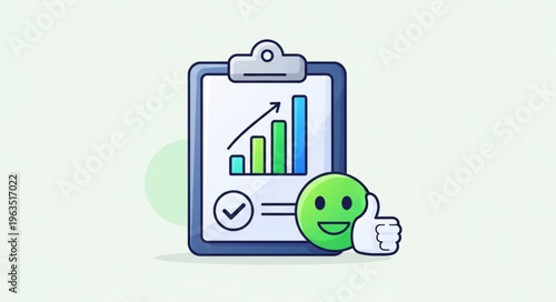 Positive Business Report with Growth Chart and Smiley Face.