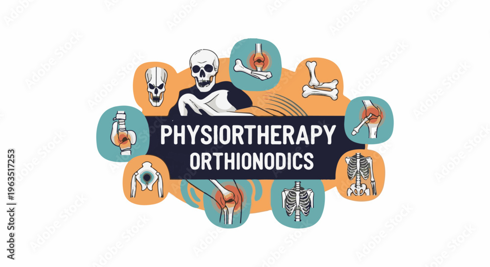 Fototapeta premium Graphic design for physiotherapy and orthopedics with anatomical illustrations