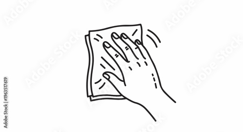 Hand wipes surface with cloth