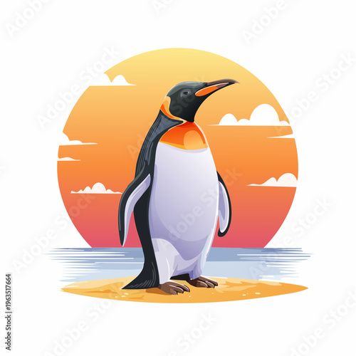 Pinguin im Sonnenuntergang