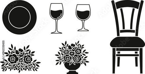 Dining room table setting illustration