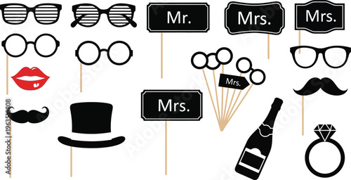 Wedding photo booth props collection