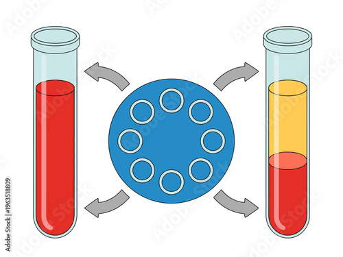 Scientific of separation in test tubes with circular centrifuge diagram science laboratory