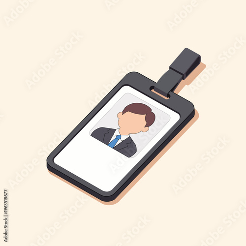 3D isometric employee ID badge mockup for corporate security and business identity design