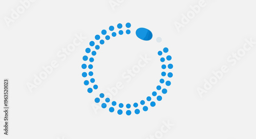 Blue dots arranged in a circular, incomplete pattern with a leading blue ellipse