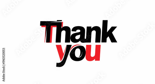 Bold black and red text message thank you, with stylistic red outlines