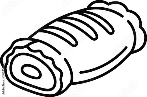 Simple outline icon of a delicious swiss roll cake | sweet dessert pastry vector art
