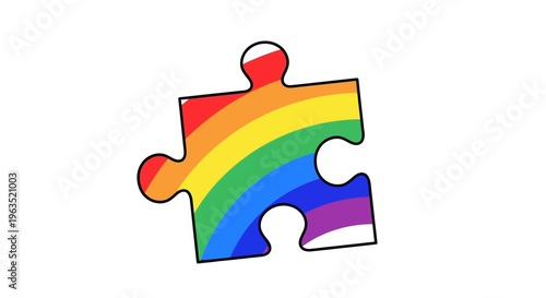 LGBTQ pride puzzle piece rainbow symbol.
