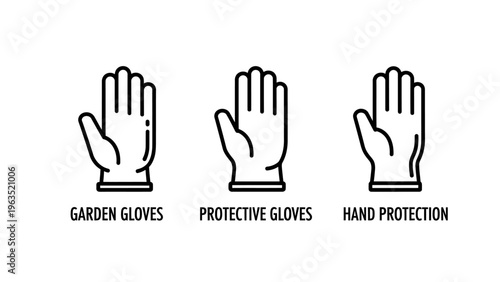 Protective work hand gloves icon set for gardening and safety with heavy duty