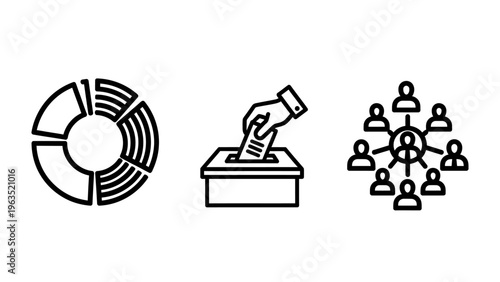 Social statistics and voting analytics icon set