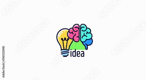 Colorful brain and lightbulb graphic symbolizes innovation and creativity